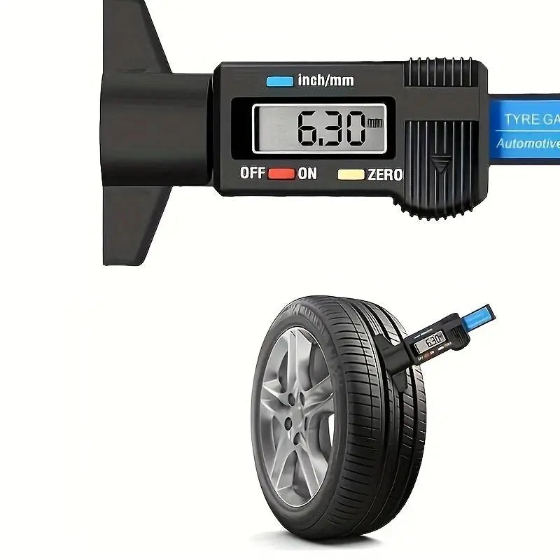 Tire Tread Depth Gauge with Digital LCD Display, Widely Applicable Tire Depth Measuring Tools for Various Vehicles, Test Gauge Set