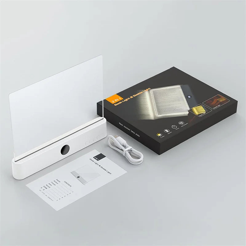LED Book Light, Dimmable LED Reading Light 3 Color Flat Book Lamp for Reading, Rechargeable Full Page Light , Bookmark Light