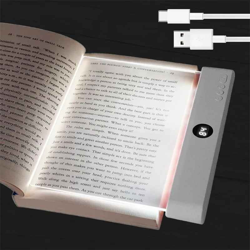 LED Book Light, Dimmable LED Reading Light 3 Color Flat Book Lamp for Reading, Rechargeable Full Page Light , Bookmark Light