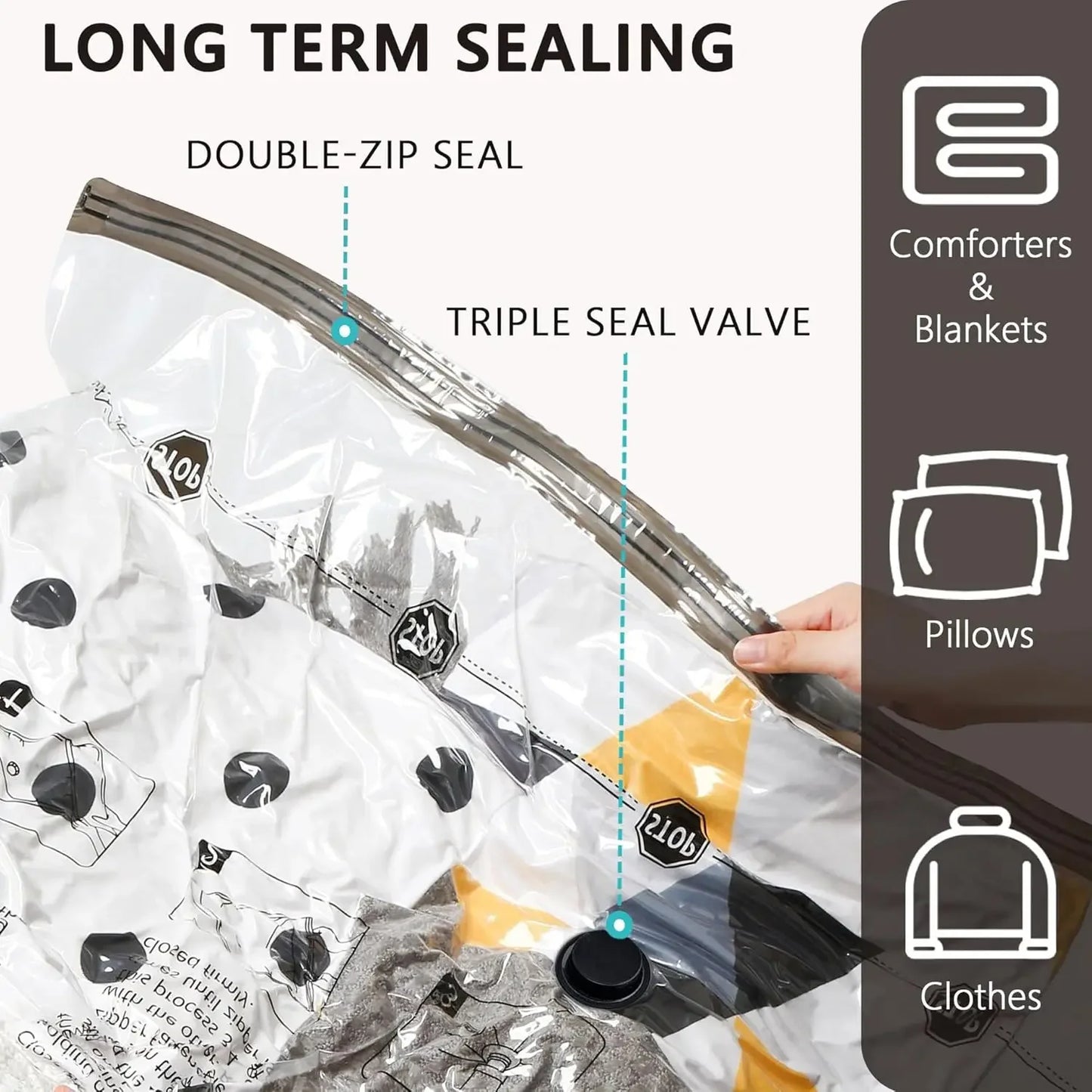 Vacuum Storage Organizer Bags,Travel Suitcases Essentials, Wardrobe Clothes Compression Packaging Sealing Bag Camping Equipment