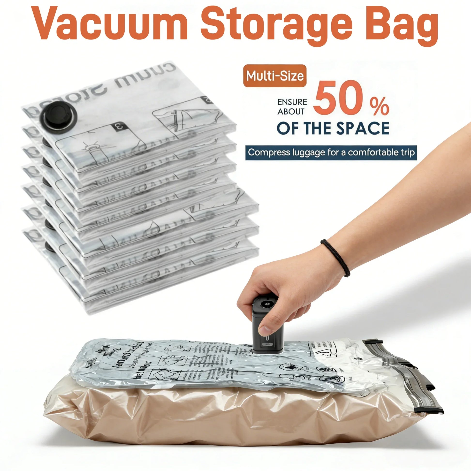 Vacuum Storage Organizer Bags,Travel Suitcases Essentials, Wardrobe Clothes Compression Packaging Sealing Bag Camping Equipment