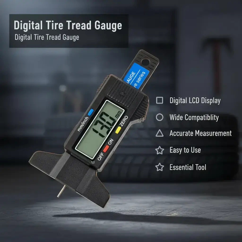 Tire Tread Depth Gauge with Digital LCD Display, Widely Applicable Tire Depth Measuring Tools for Various Vehicles, Test Gauge Set