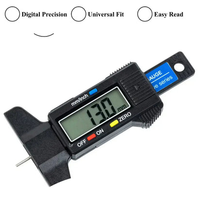 Tire Tread Depth Gauge with Digital LCD Display, Widely Applicable Tire Depth Measuring Tools for Various Vehicles, Test Gauge Set