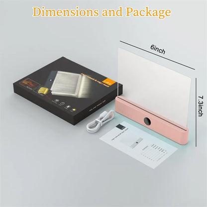 LED Book Light, Dimmable LED Reading Light 3 Color Flat Book Lamp for Reading, Rechargeable Full Page Light , Bookmark Light